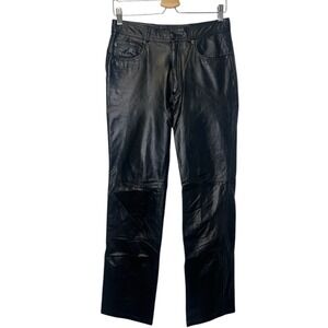 Vintage Philippe Monet Women's Black Leather Biker Pants Sz 30 x 31 Straight Leg
